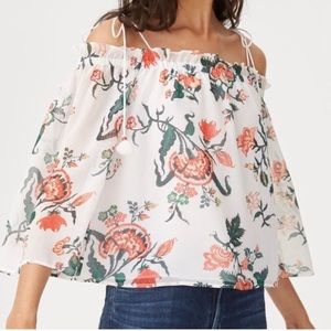 CLUB MONACO Off-The-Shoulder Floral Blouse